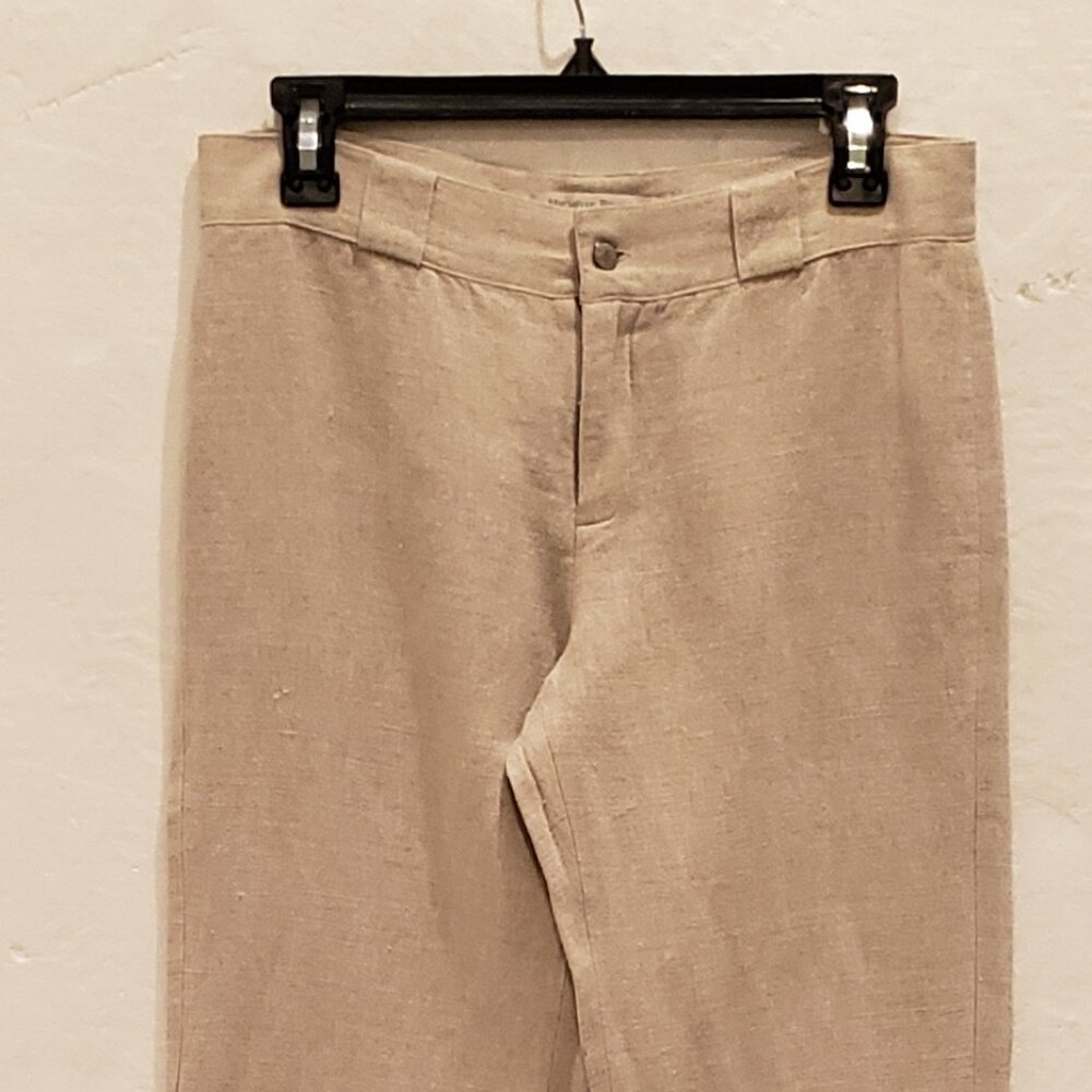 Michelle Belau Light Tan Linen and Cotton Wide Leg Pant  Size 6